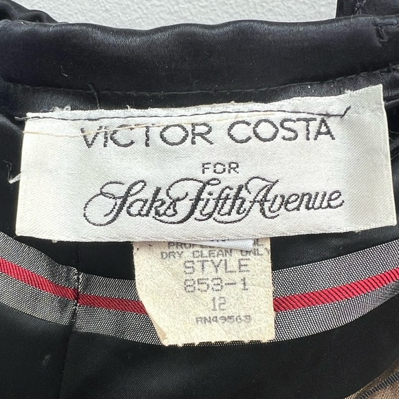 Vintage large Victor Costa for Saks Fifth Avenue black and metallic a-line skirt - Picture 9 of 9